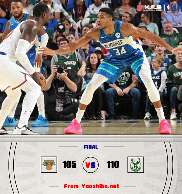 最终,雄鹿110-105力克尼克斯