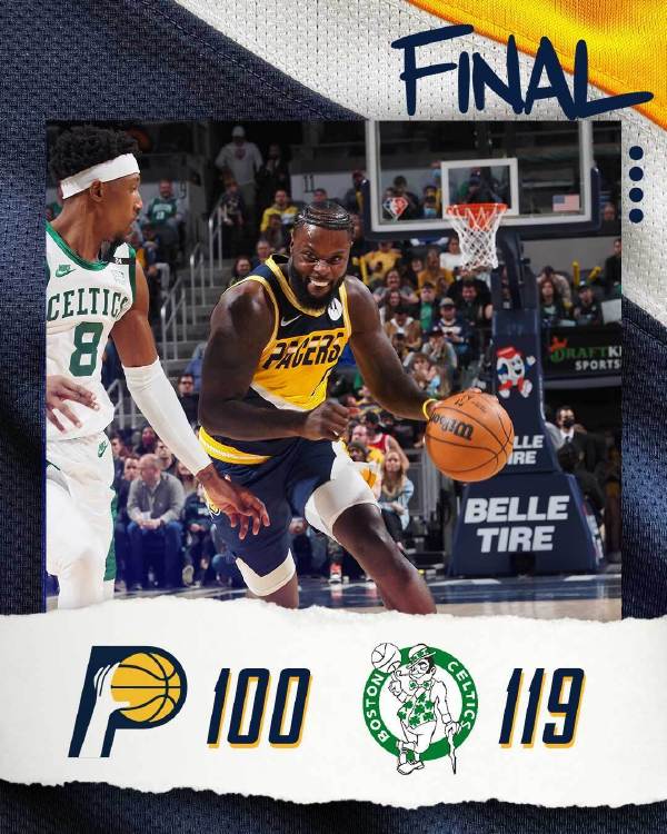 绿军119-100大胜步行者   布朗34分 塔图姆33+7 小萨17+6+6